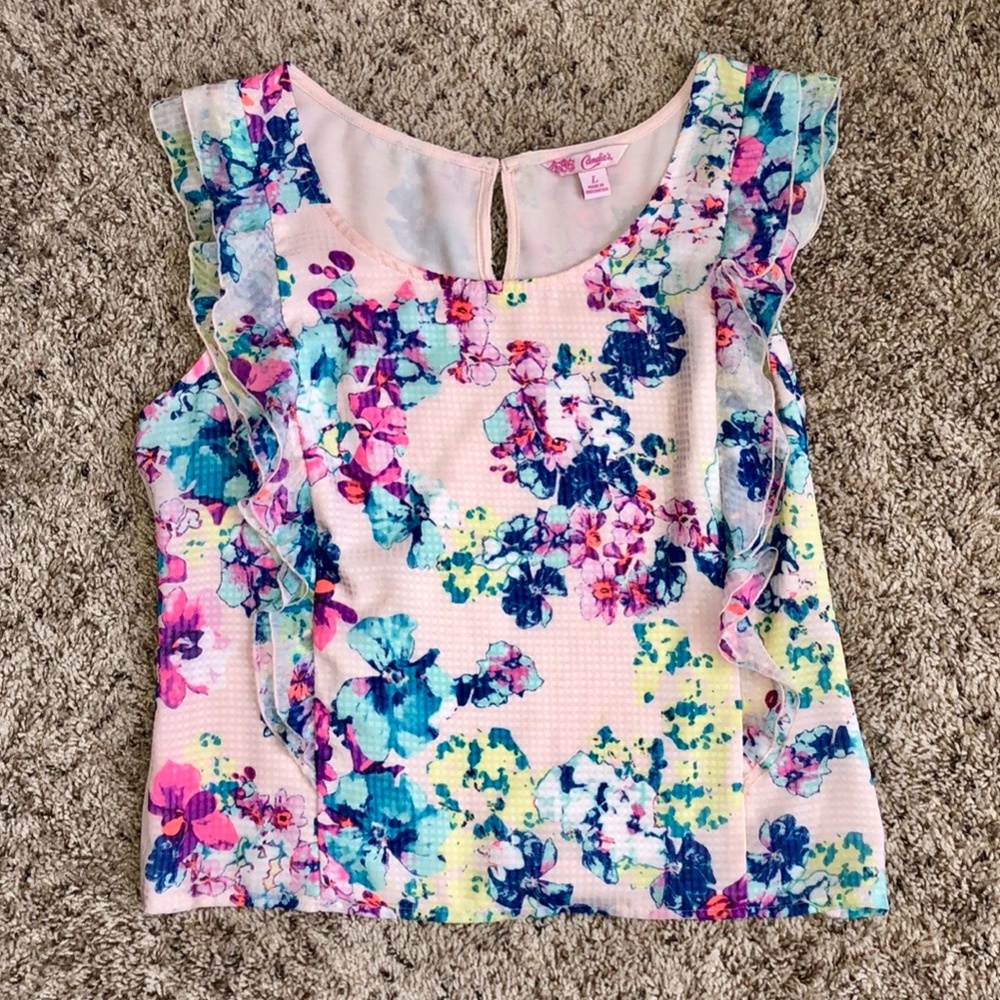 Candie’s Floral Ruffle Top - Picture 3 of 8